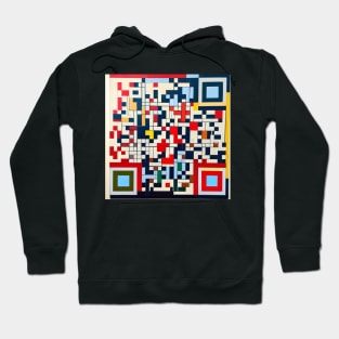 RickRoll QR Code Piet Mondrian Style Painting Hoodie